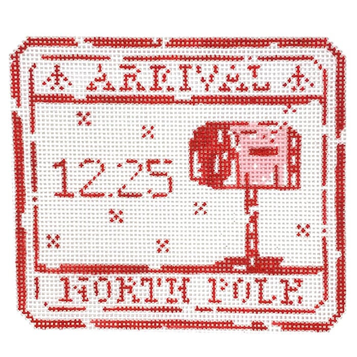 Passport Stamp North Pole Painted Canvas Audrey Wu Designs - 1