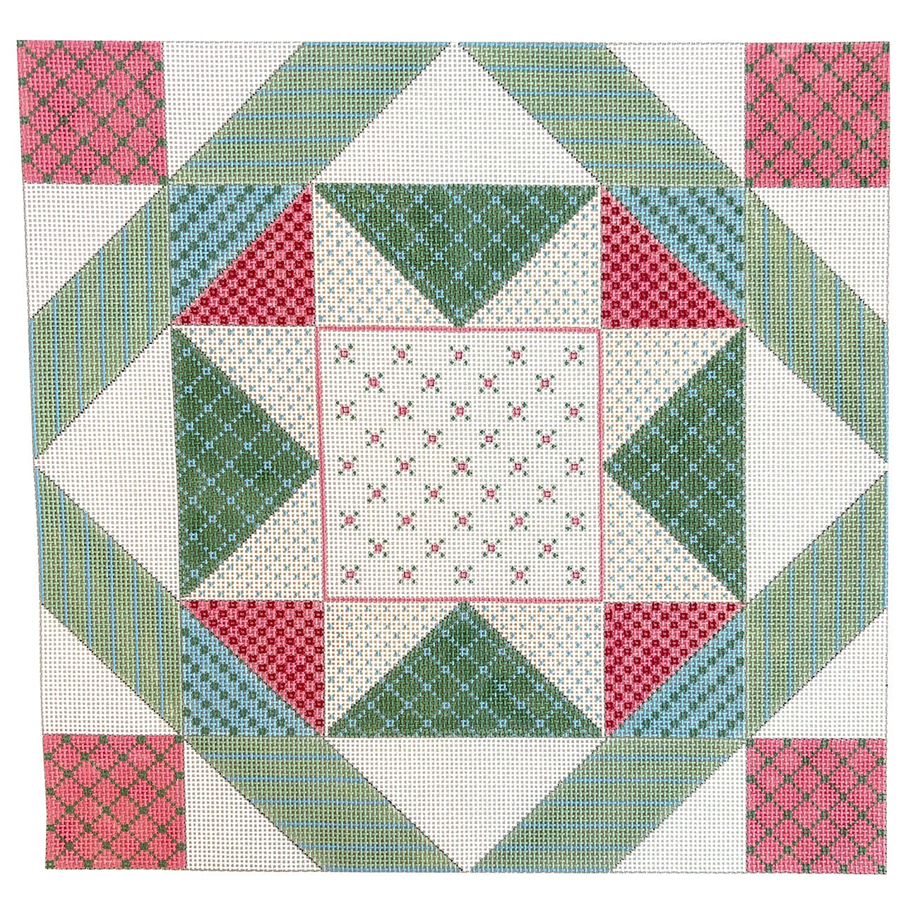 Patchwork Star, 14x14 Quilt Painted Canvas Susan Roberts Needlepoint Designs Inc. - 1