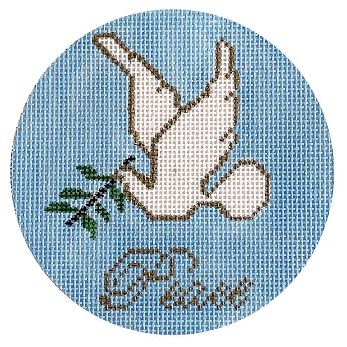 Peace Dove Round Painted Canvas Vallerie Needlepoint Gallery - 1