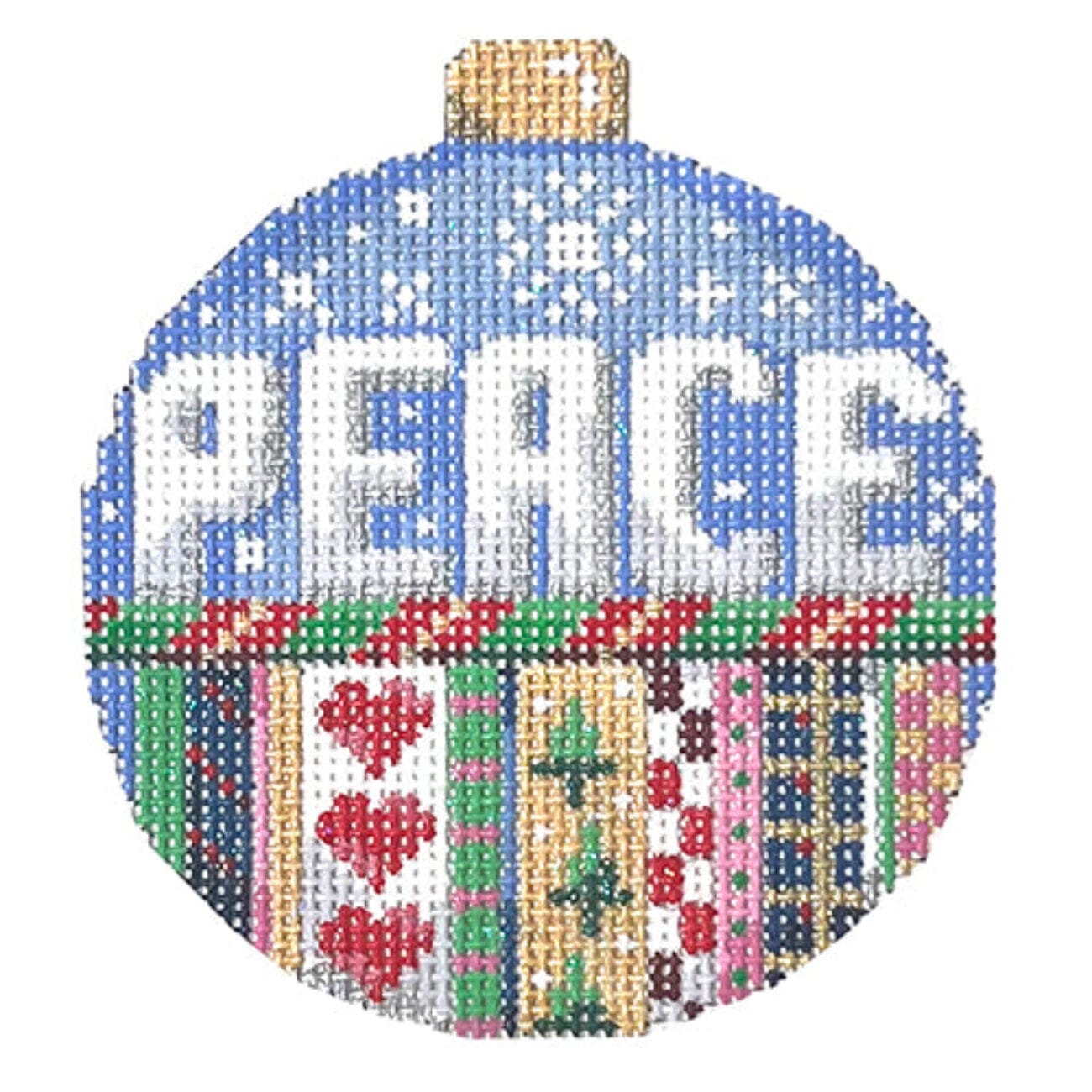 Peace/Stripes Ball Ornament Large Printed Canvas Two Sisters Needlepoint - 1