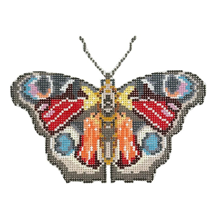 Peacock Butterfly Ornament Painted Canvas Initial K Studio - 1