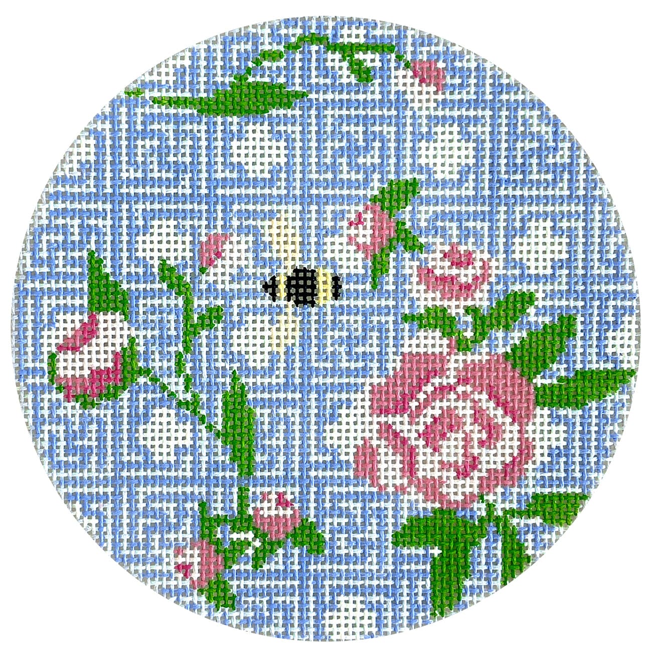 Peonies on Kristen Round Painted Canvas KCN Designers - 1