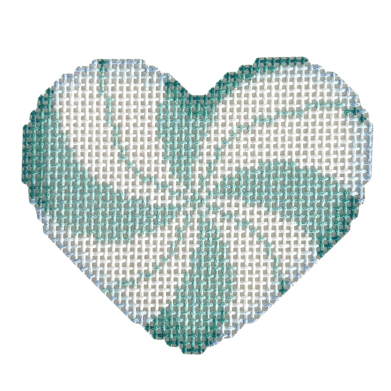 Peppermint Swirl Mini Heart/Aqua Printed Canvas Two Sisters Needlepoint - 1