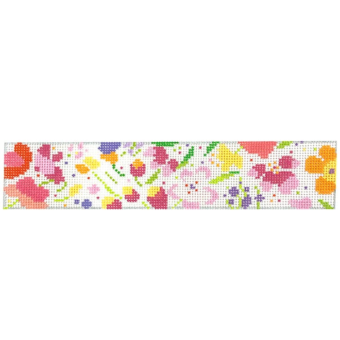 Peppy Floral Key Fob Painted Canvas Blueberry Point Canvas - 1