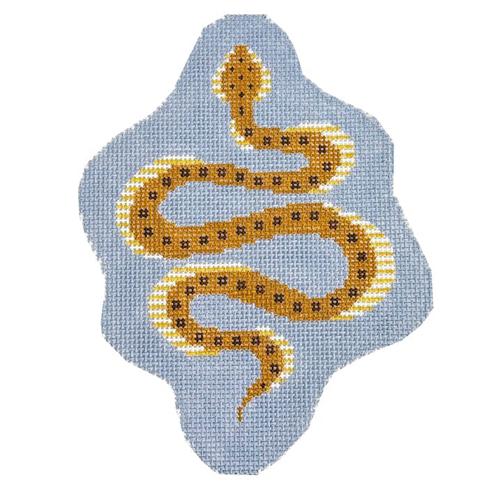Petite Snake Blue Painted Canvas The Plum Stitchery - 1