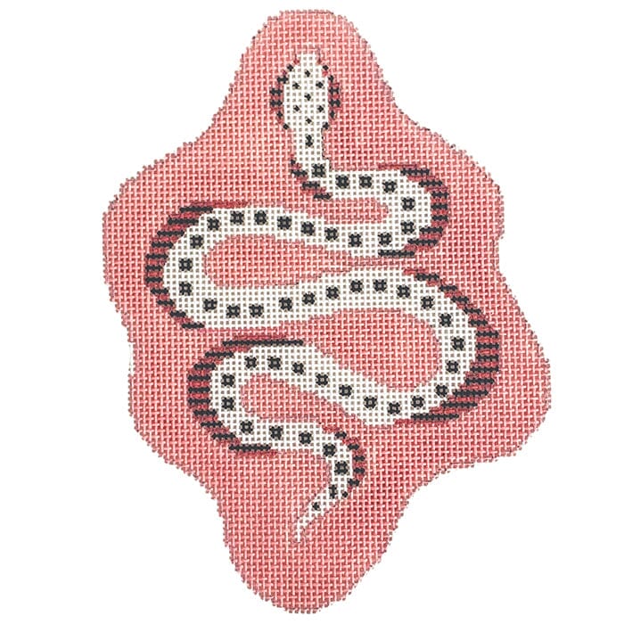 Petite Snake Pink Painted Canvas The Plum Stitchery - 1
