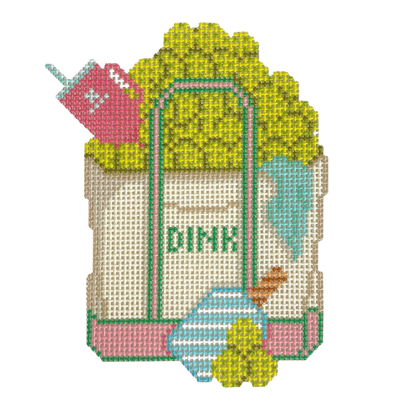 Pickleball Tote Ornament Painted Canvas Wheelhaus Needlepoint - 1