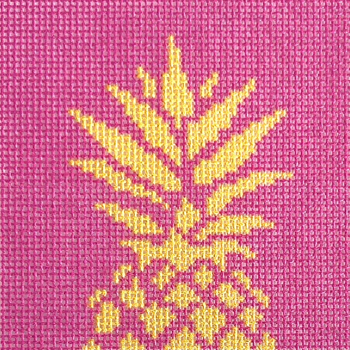 Pineapple Stencil Insert/Pink Printed Canvas Two Sisters Needlepoint