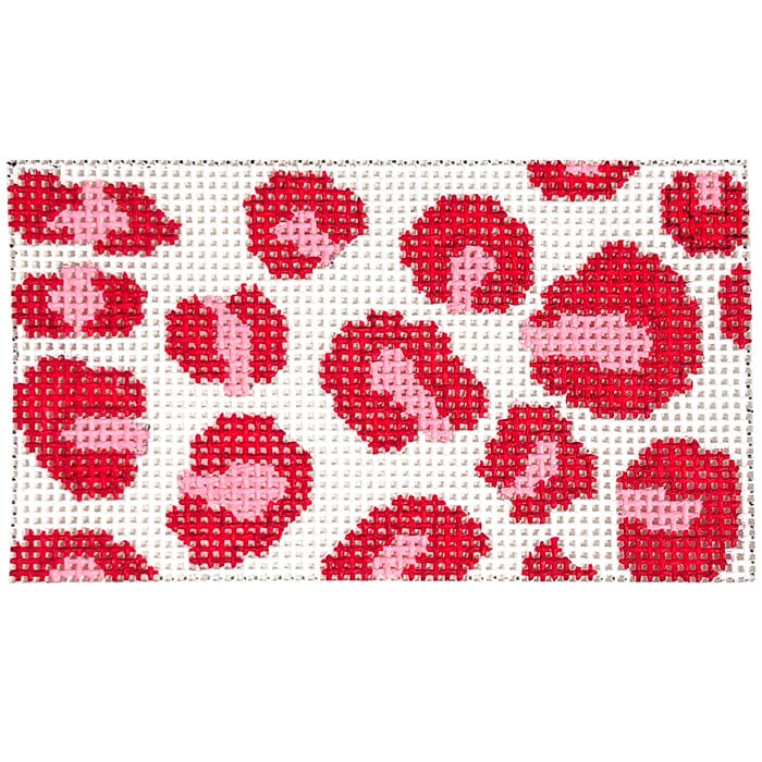 Pink and White Leopard Print Wallet Case Painted Canvas Kristine Kingston - 1