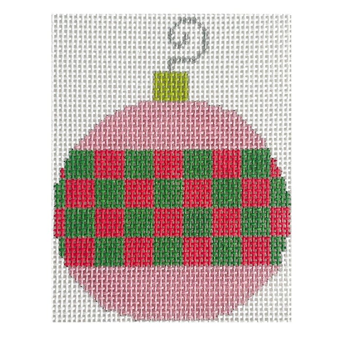 Pink Bauble with Checks Painted Canvas Pippin - 1
