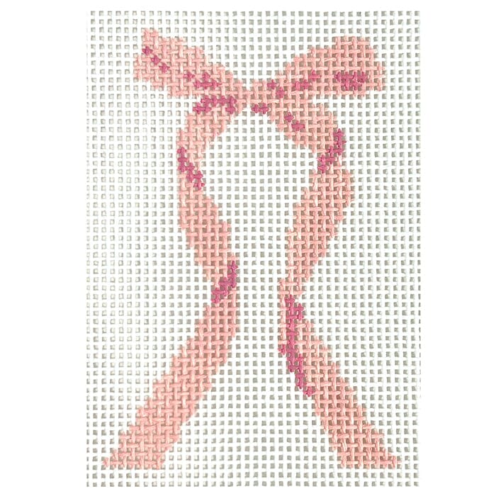 Pink Bow Painted Canvas Goodpoint Needlepoint - 1