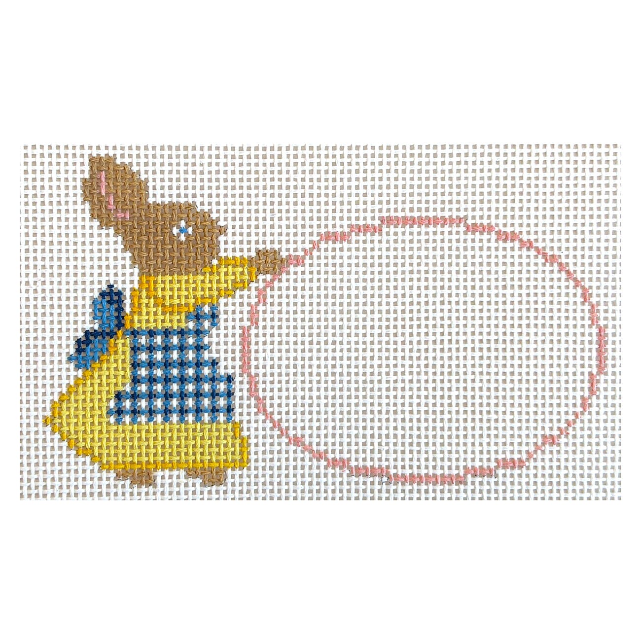 Pink Bunny Basket Tag Painted Canvas Le Point Studio