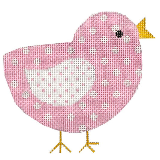 Pink Chick w/Stitch Guide Painted Canvas Danji Designs 
