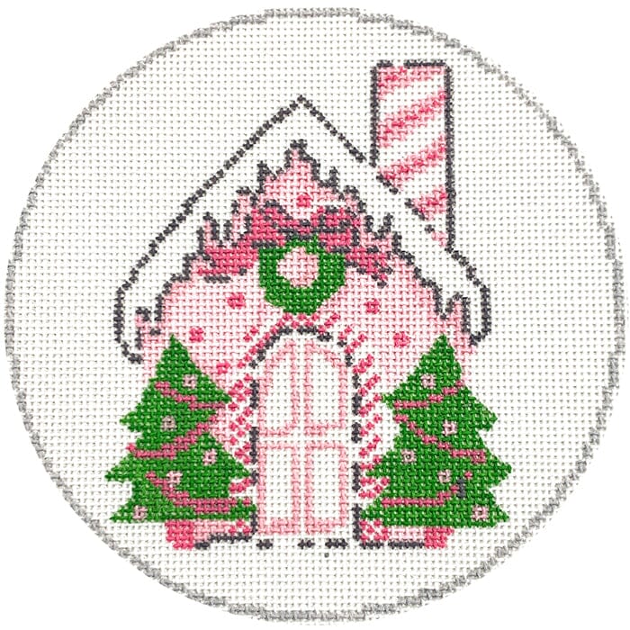 Pink Gingerbread House Painted Canvas KCN Designers - 1