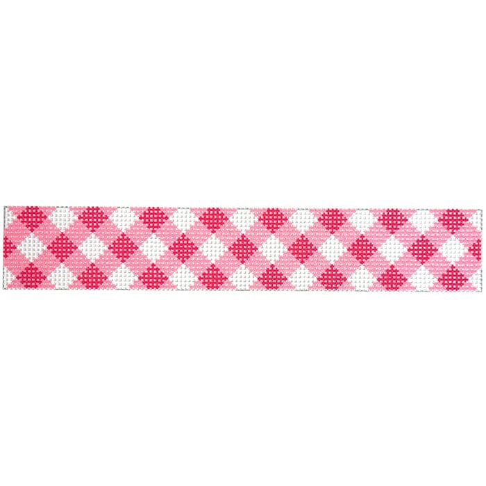 Pink Gingham Key Fob Printed Canvas Two Sisters Needlepoint