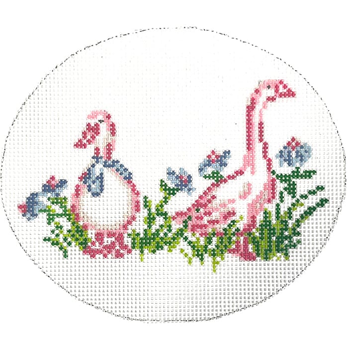 Pink Goose Oval Painted Canvas KCN Designers - 1