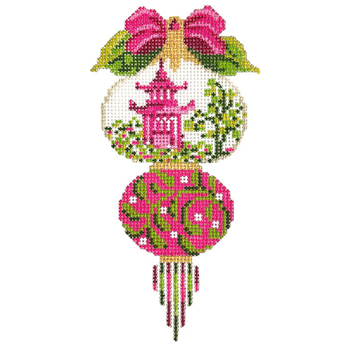 Pink & Green Triple Onion Painted Canvas The Colonial Needle Company - 1