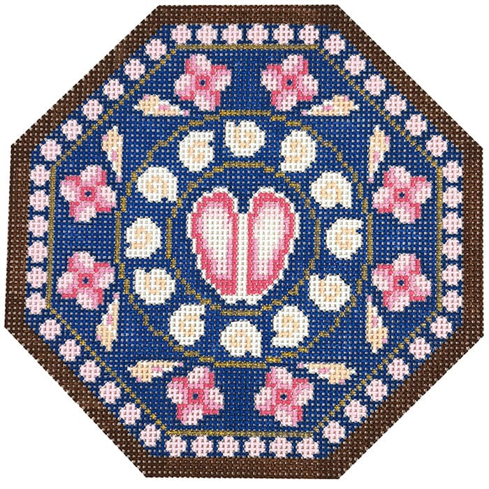 Pink Heart Sailors Valentine Painted Canvas The Salty Stitcher - 1