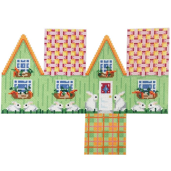 Pink Lattice Roof Easter Cottage Printed Canvas Two Sisters Needlepoint
