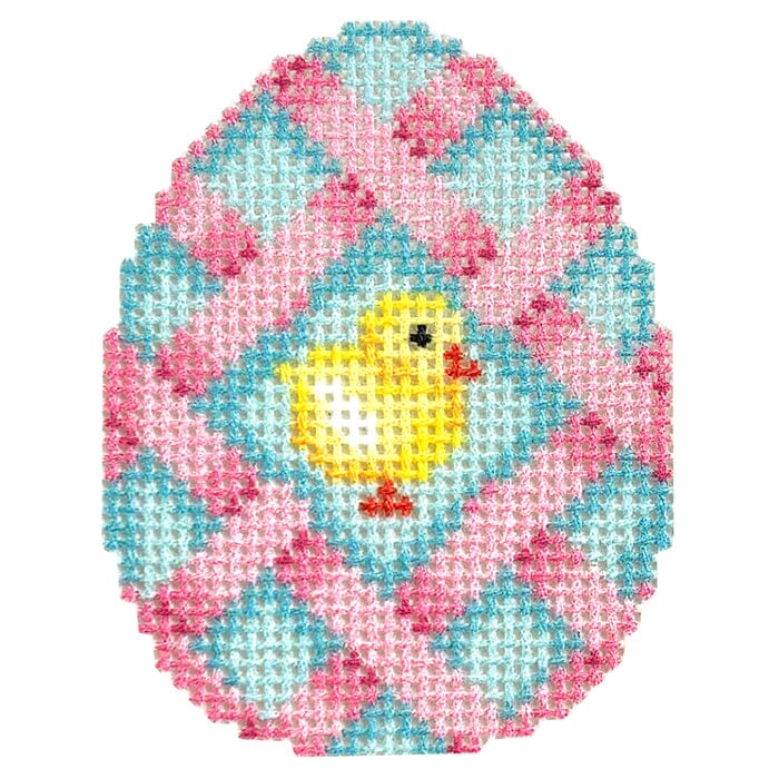 Pink Lattice/Chick Mini Egg Printed Canvas Two Sisters Needlepoint