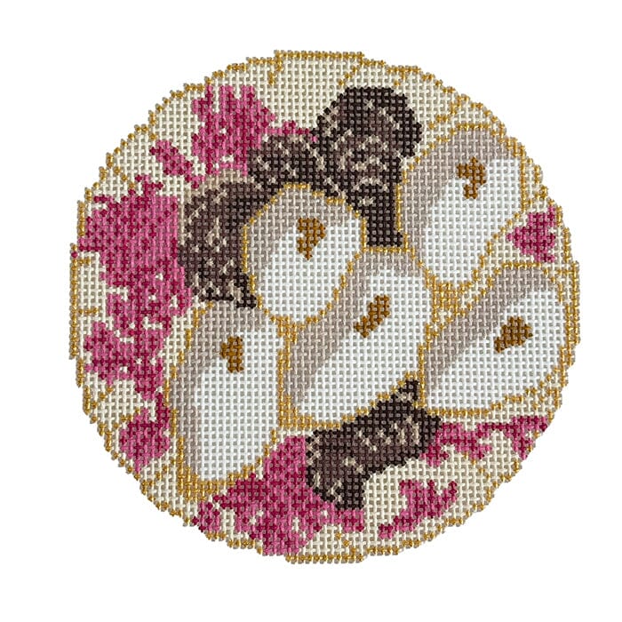 Pink Oyster Plate 13M Painted Canvas Stitching with Stacey - 1
