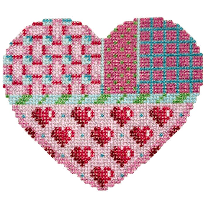 Pink Patterns Heart Printed Canvas Two Sisters Needlepoint