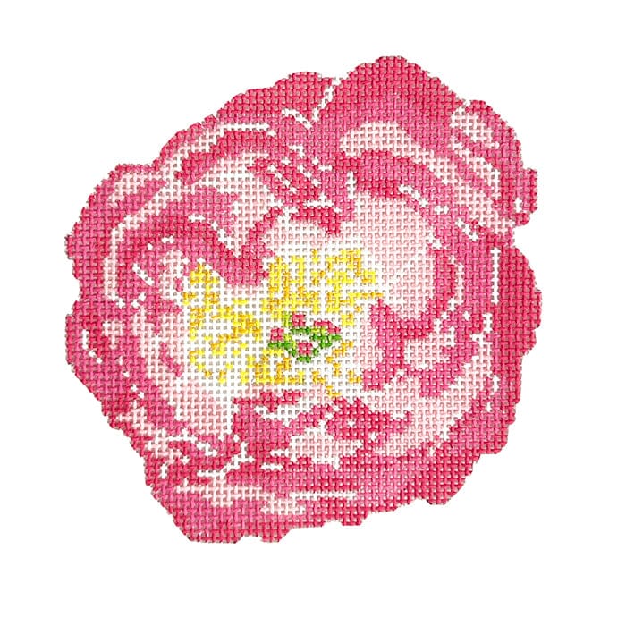 Pink Peony Ornament Painted Canvas Initial K Studio