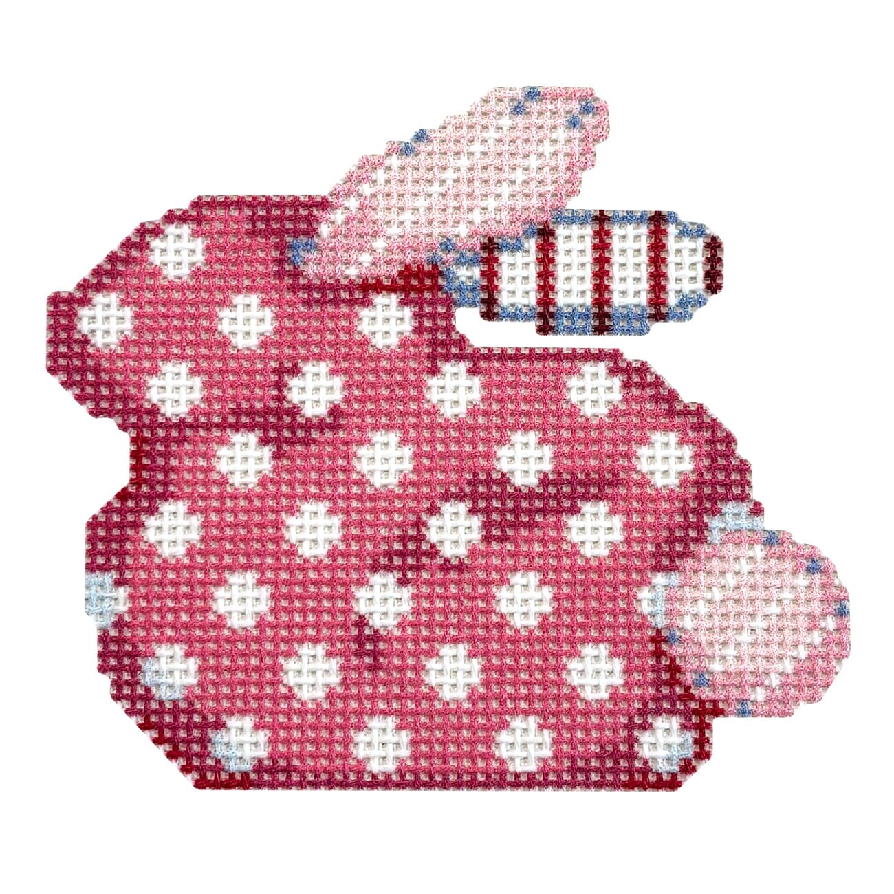 Pink Polka Dot Bunny Printed Canvas Two Sisters Needlepoint - 1