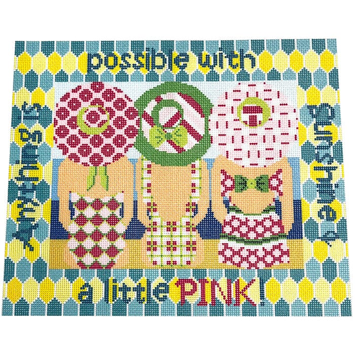 Pink Saying Printed Canvas Two Sisters Needlepoint - 1