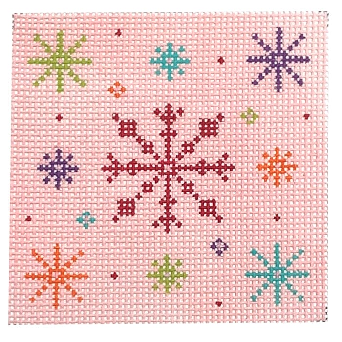 Pink Snowflake 2 Painted Canvas Stitch Rock Designs - 1