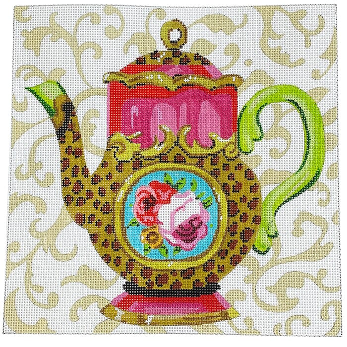 Pink Teapot Floral Leopard Painted Canvas Colors of Praise 