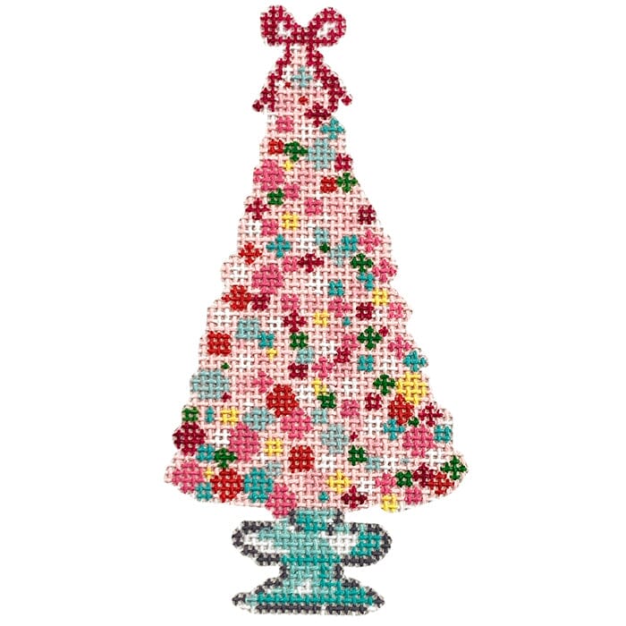Pink Tree Ornament Painted Canvas KCN Designers