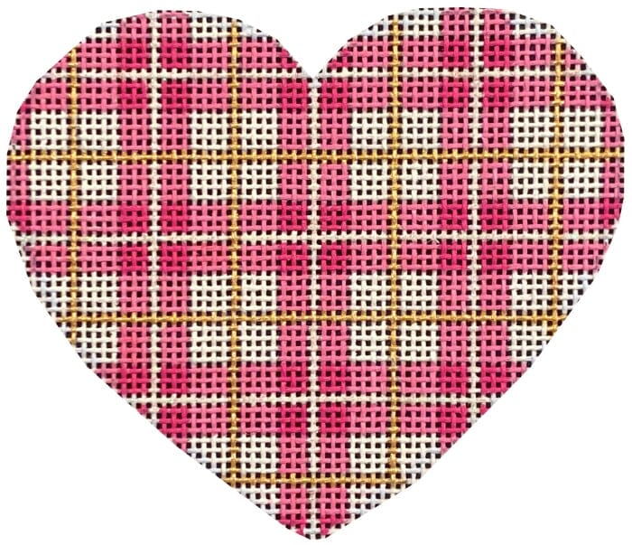 Pink/Gold Plaid Heart Painted Canvas Associated Talents