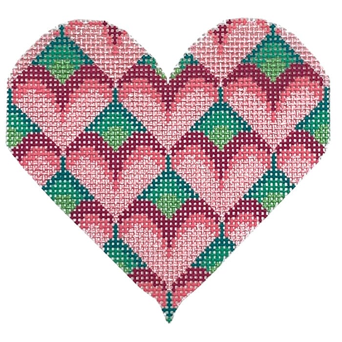 Pink/Green Heart Painted Canvas Danji Designs - 1