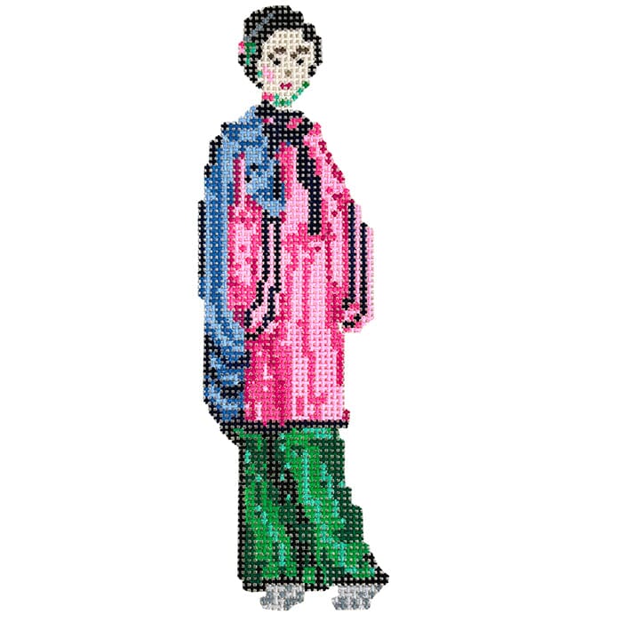 Pith Painting - Qing Dynasty Man Painted Canvas The Gingham Stitchery