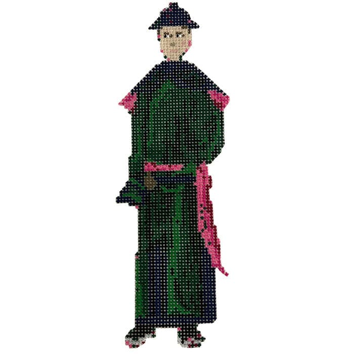 Pith Painting Qing Dynasty Man Painted Canvas The Gingham Stitchery - 1