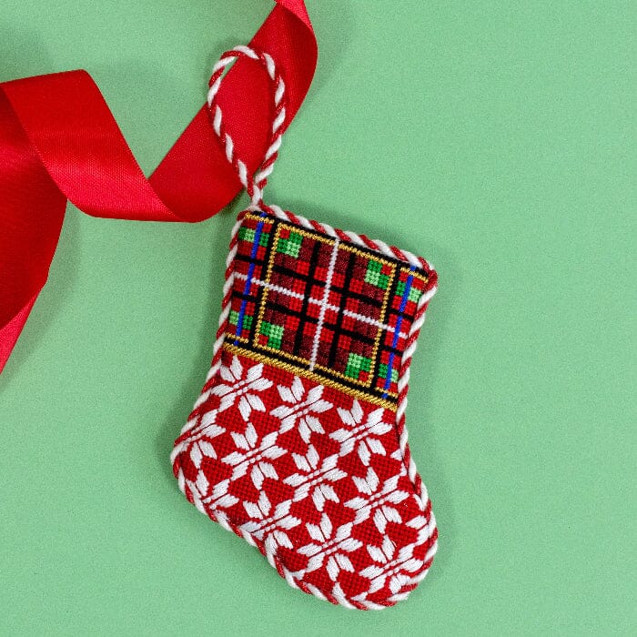 Plaid Cuff/Snowflake Mini Sock Kit Kits Two Sisters Needlepoint