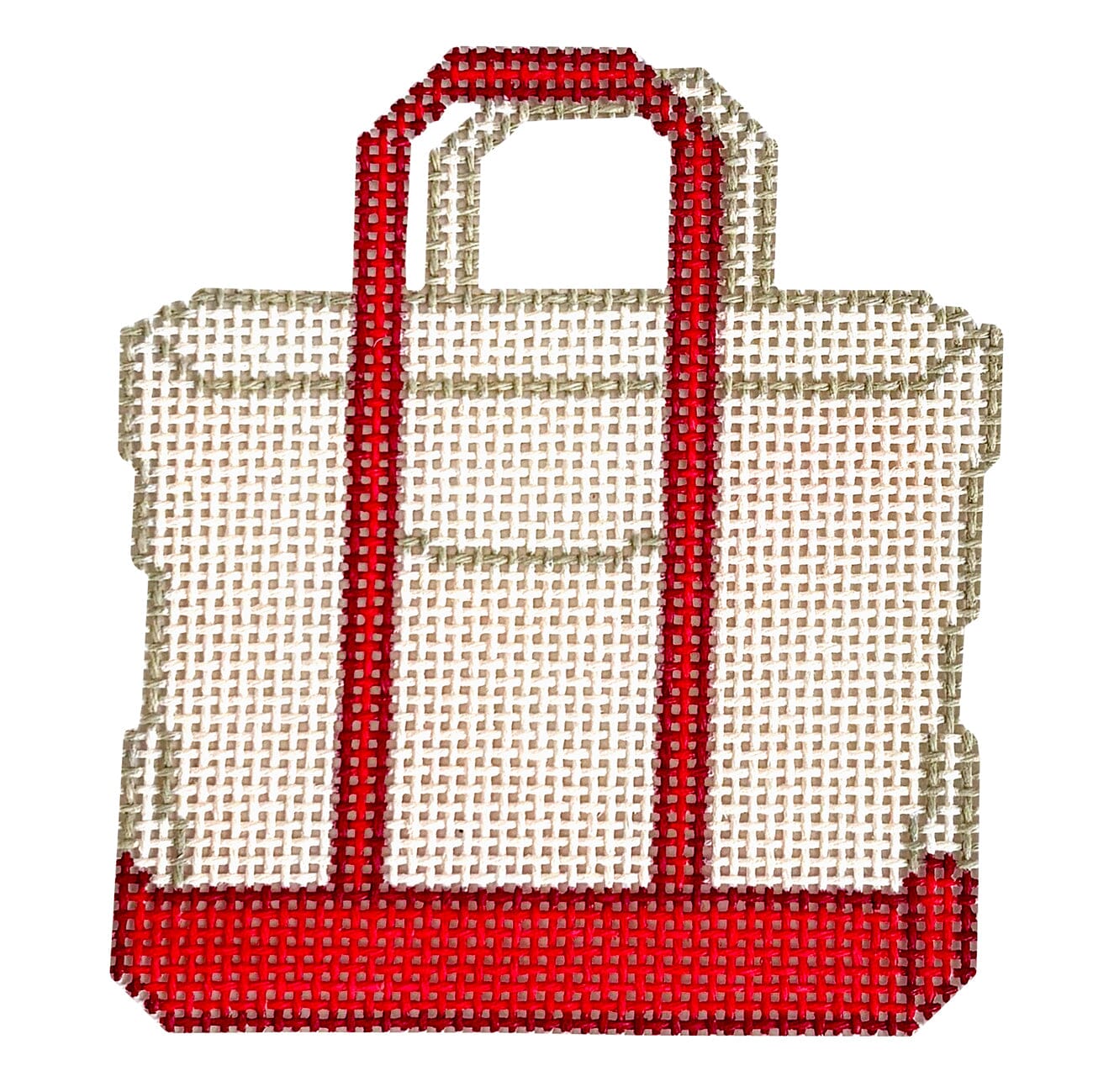 Plain Colored Tote Red on 18 Painted Canvas Wheelhaus Needlepoint - 1