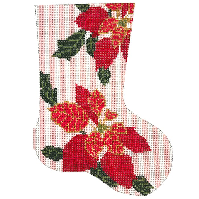 Poinsettia Mini Stocking Painted Canvas The Gingham Stitchery - 1