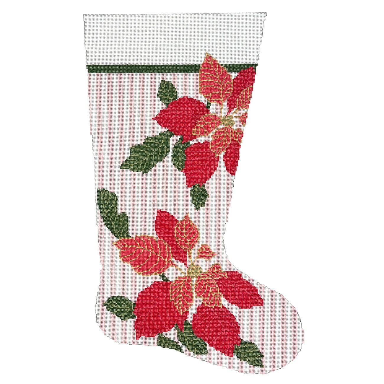 Poinsettia Stocking Painted Canvas The Gingham Stitchery - 1