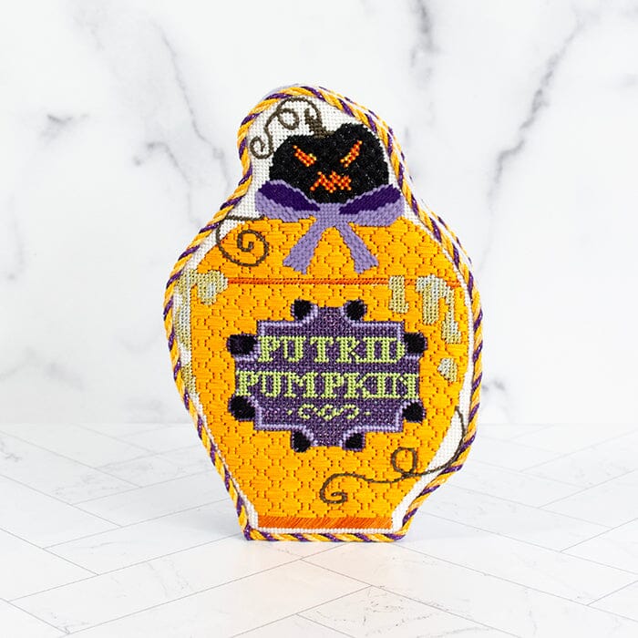 Poison Bottle   Putrid Pumpkin with Stitch Guide Painted Canvas Kirk & Bradley