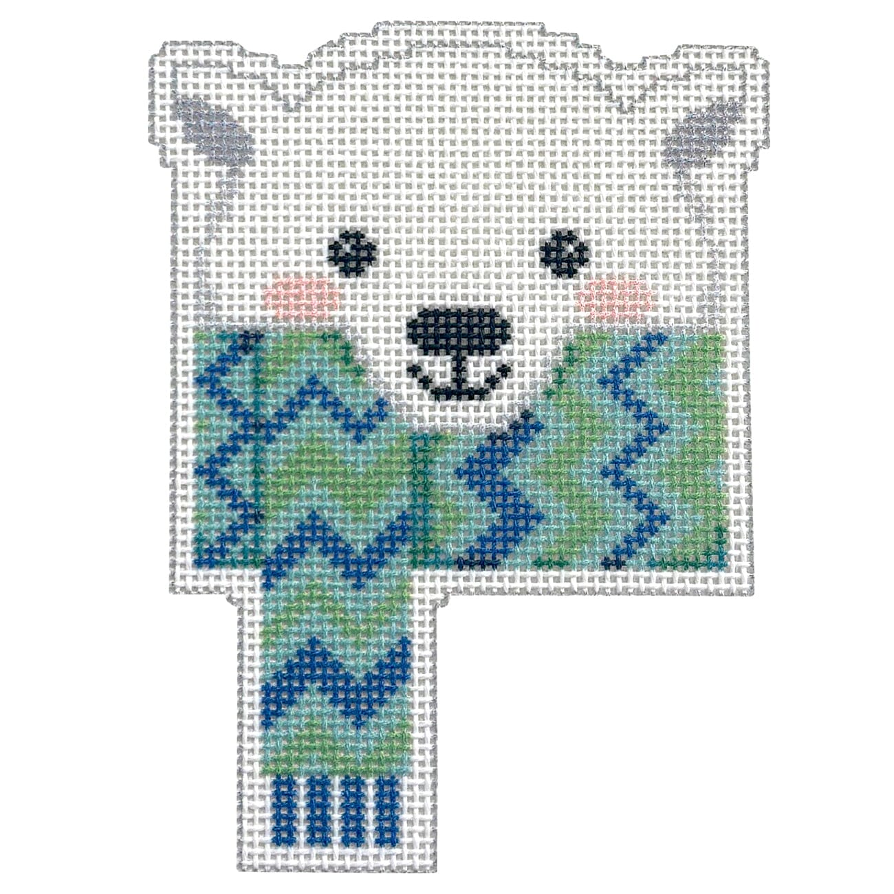 Polar Bear Chevron Scarf Printed Canvas Two Sisters Needlepoint - 1