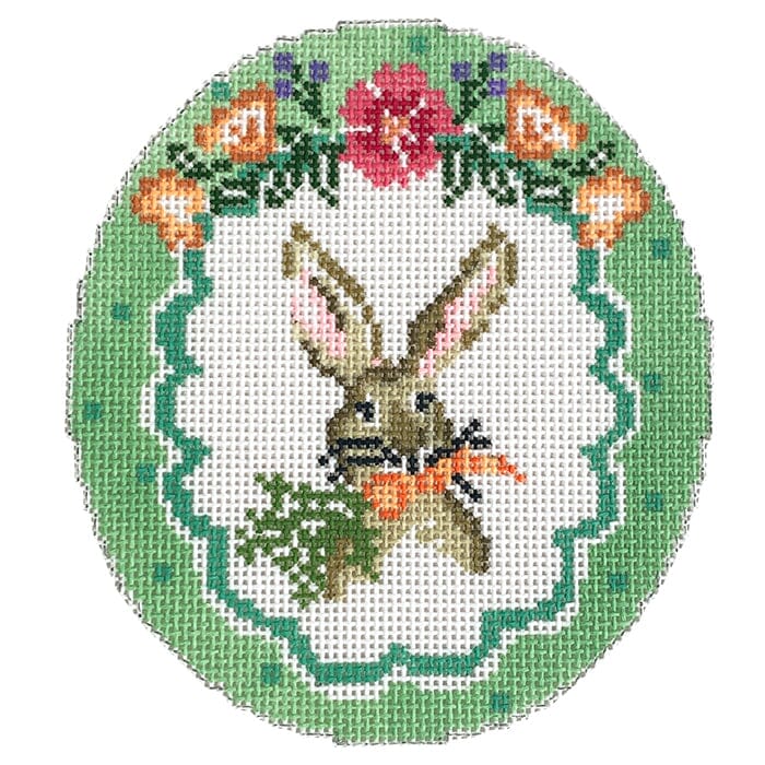 Polka Dot Easter Vignette Bunny Oval Painted Canvas KCN Designers - 1