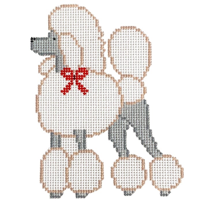 Poodle with Red Bow Painted Canvas Coco Frank Studio - 1