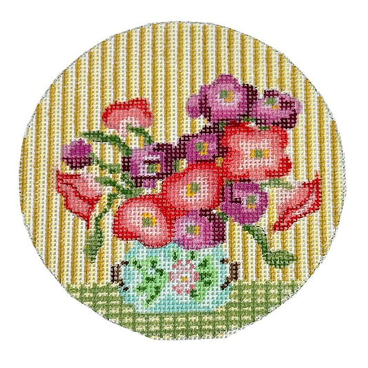 Poppies in Vase Ornament Painted Canvas The Plum Stitchery 