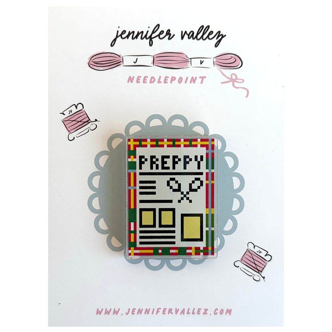 Preppy Handbook Acrylic Needle Minder Accessories Jennifer Vallez Needlepoint - 1