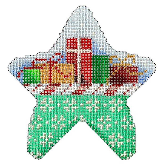 Presents/Cane Snowflakes Mini Star Printed Canvas Two Sisters Needlepoint