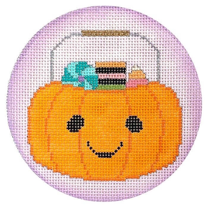 Pretty Spooky Candy Pail Painted Canvas Eye Candy Needleart - 1