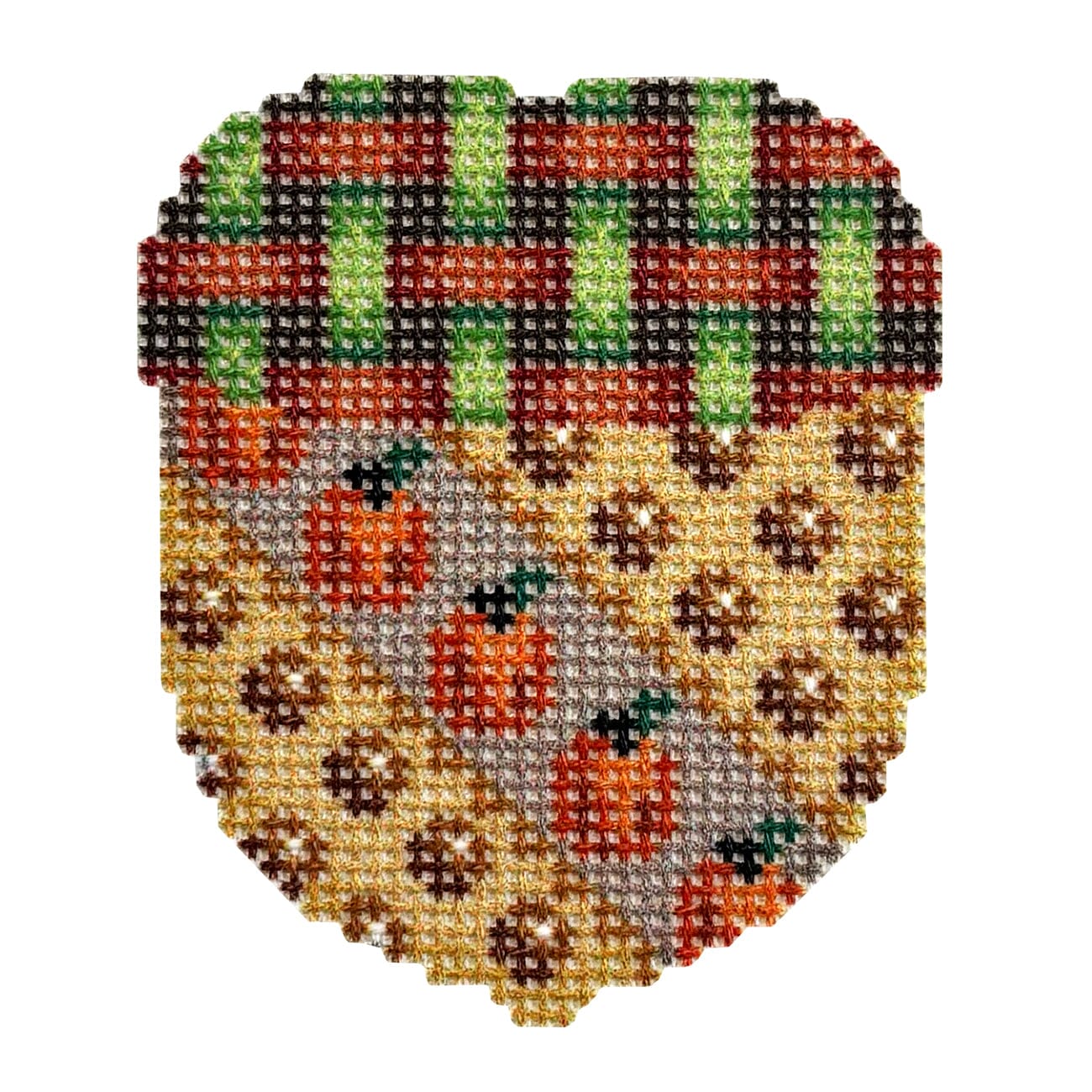Pumpkin/Woven Cap Mini Acorn Printed Canvas Two Sisters Needlepoint - 1
