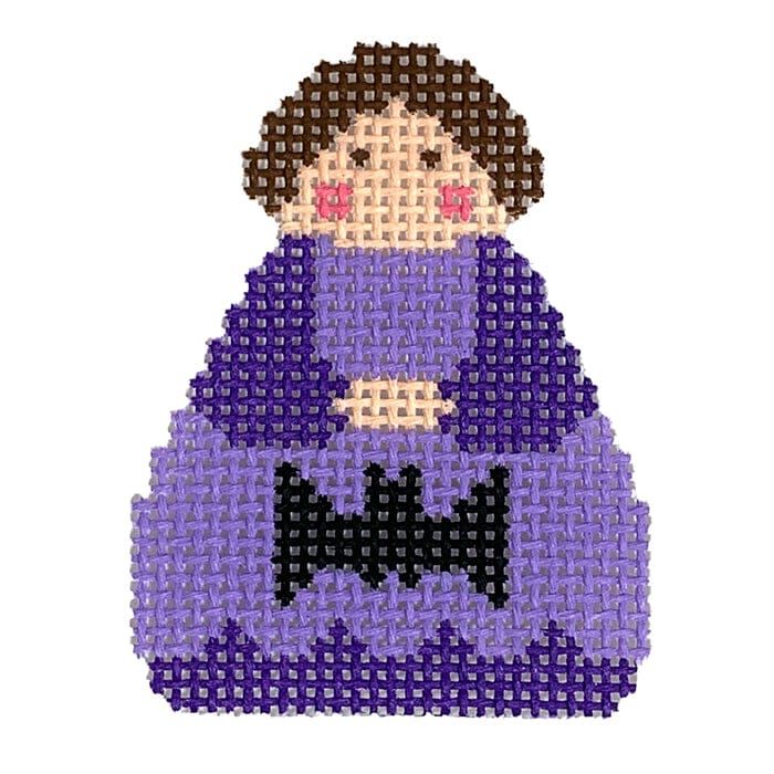 Purple Angel with Bat Ornament Painted Canvas Stitch Its - 1